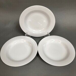 Crate & Barrel Rimmed Bowls Pasta Soup Cereal All White 8 7/8" Lot of 3